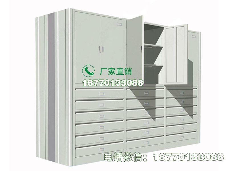 东阿县抽屉层板式混合铁门储藏柜